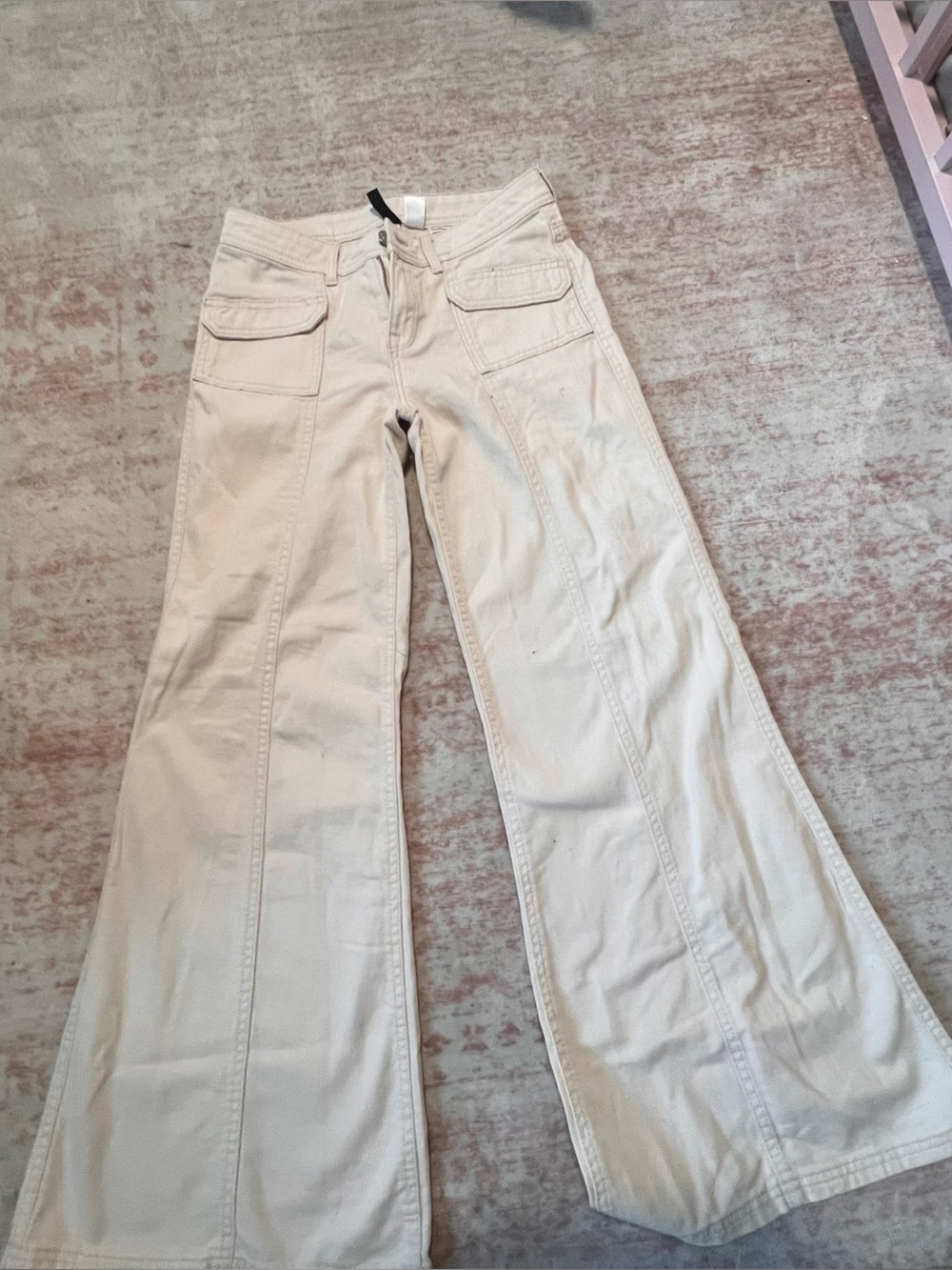H&M Cream Wide-Leg Jeans